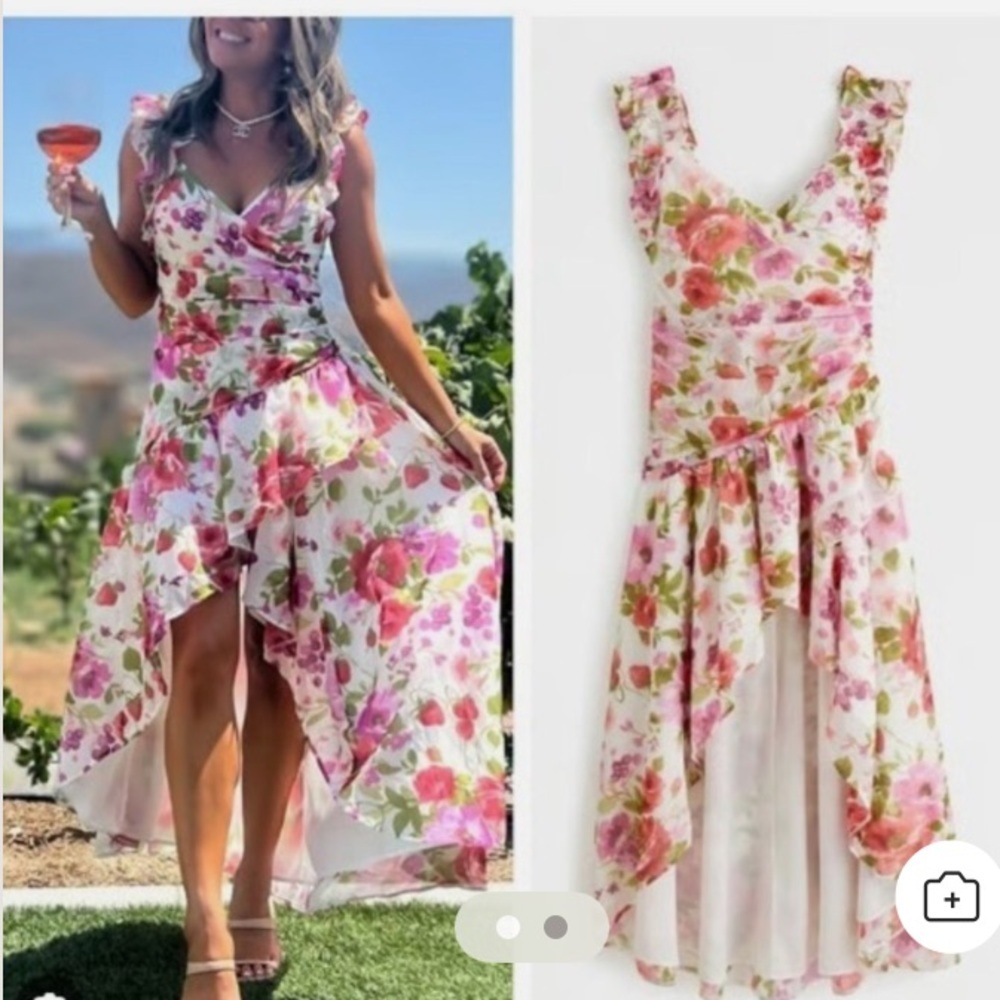 Abercrombie & Fitch Floral High Low Dress - Pink and Green